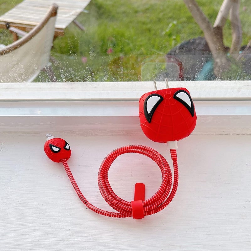 CERLINK حماة كابلات الشحن لشواحن آيفون 18 واط 20 واط نوع C، غلاف واقي ثلاثي الأبعاد بأسلوب كرتوني لحماية الشاحن والمحولات - 1 (سبايدرمان) - Image 2