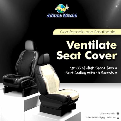aliens world Ventilated Seat Cover Big,10 Fan Conditioned Cooler Pad 3 Speeds Car Seat Cushion Cover Car Accessory Universal for Cars, Trucks, SUVs (Beige) - Image 2