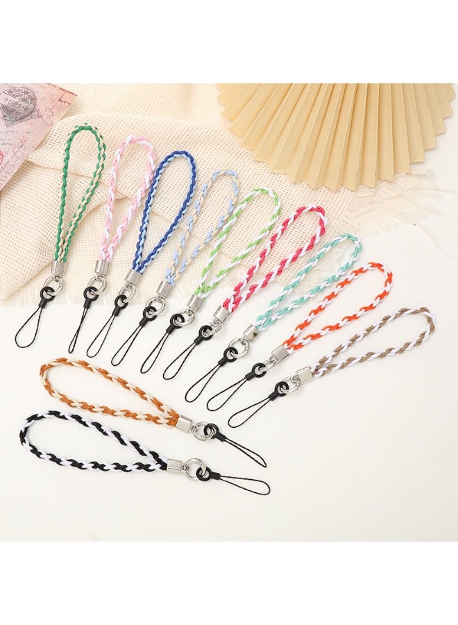 NIBEMINENT Phone Charm/ Chain Strap for Women Girls, Bicolor Braided Rope Cell Phone Case Lanyard Wrist Strap，K2561/Grass Green - Image 2