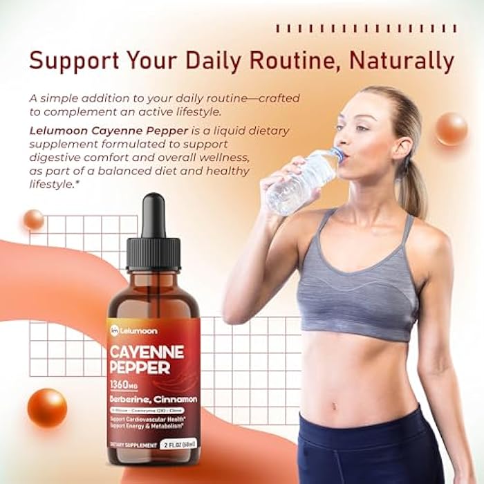 Premium Cayenne Pepper 1360 mg with Berberine, Cinnamon, CoQ10 & Gymnema – Supports Circulatory Function & Metabolic Vitality – 2.0 fl oz (60ml) - Image 2