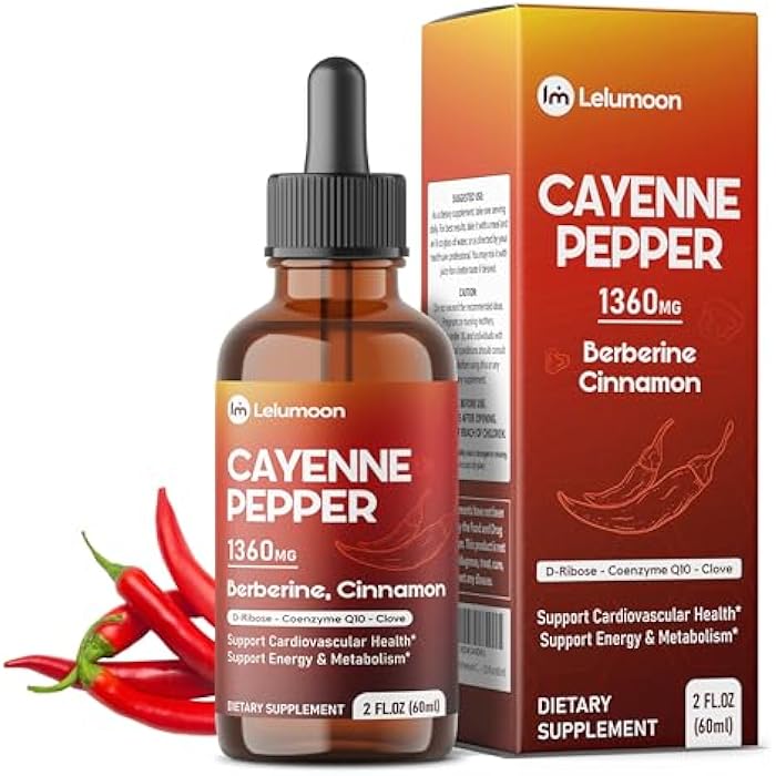 Premium Cayenne Pepper 1360 mg with Berberine, Cinnamon, CoQ10 & Gymnema – Supports Circulatory Function & Metabolic Vitality – 2.0 fl oz (60ml) - Image 1