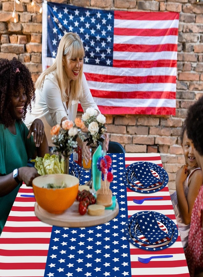 QZYL 122 PCS 4th of July Decorations, 30 Sets 250th Anniversary Patriotic Plates and Napkins, Disposable Fourth of July Paper Plate and Napkin Tablecloth Forks, USA Flags Memorial Day Party Supplies - Image 4