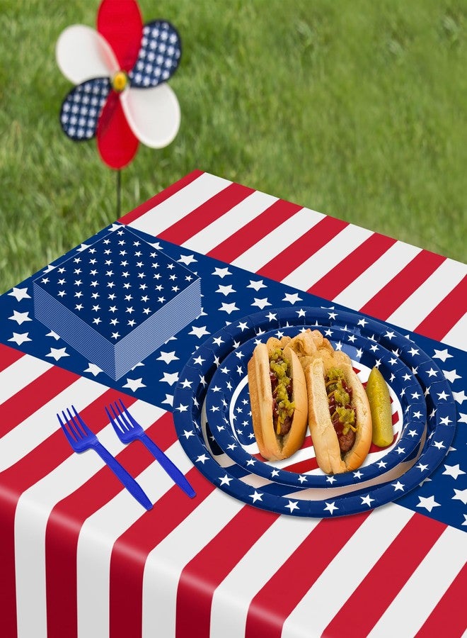 QZYL 122 PCS 4th of July Decorations, 30 Sets 250th Anniversary Patriotic Plates and Napkins, Disposable Fourth of July Paper Plate and Napkin Tablecloth Forks, USA Flags Memorial Day Party Supplies - Image 5