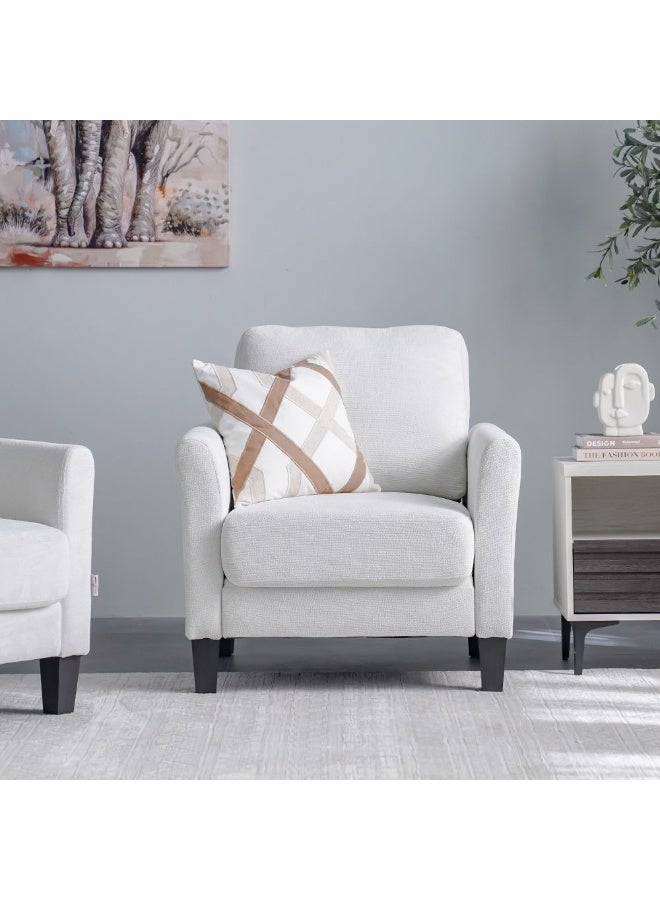 DANUBE HOME Gamorah 1 Seater Fabric Sofa Armchair Modern Design Single Seater Accent Chair Comfortable Living Room Furniture L88Xw85Xh94Cm - Cream - Image 4