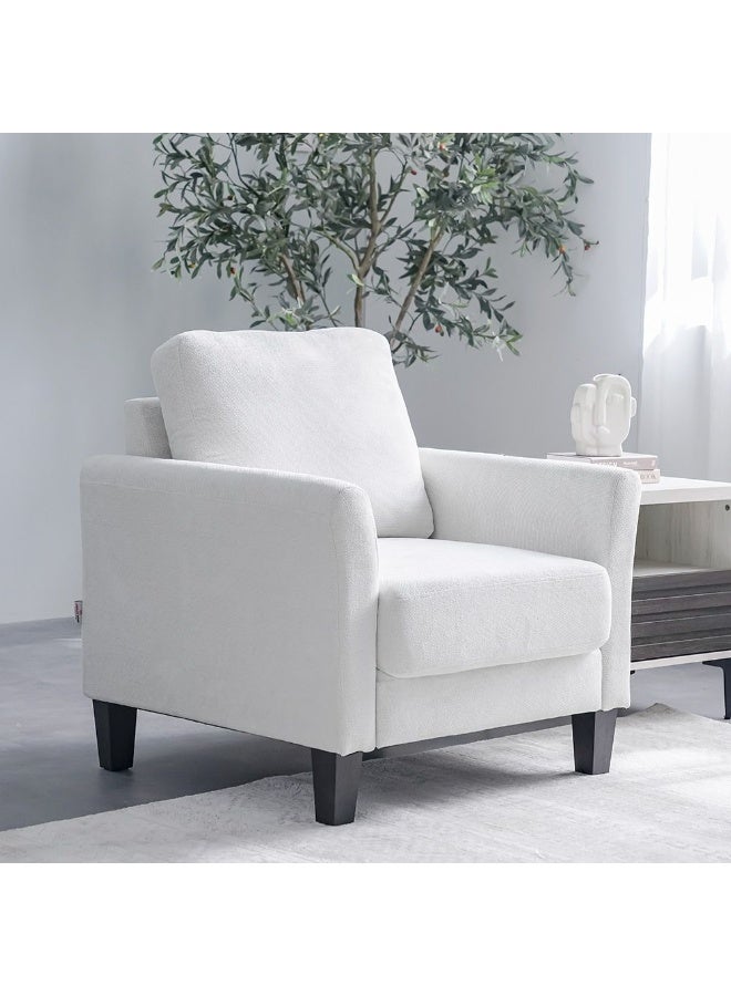 DANUBE HOME Gamorah 1 Seater Fabric Sofa Armchair Modern Design Single Seater Accent Chair Comfortable Living Room Furniture L88Xw85Xh94Cm - Cream - Image 1