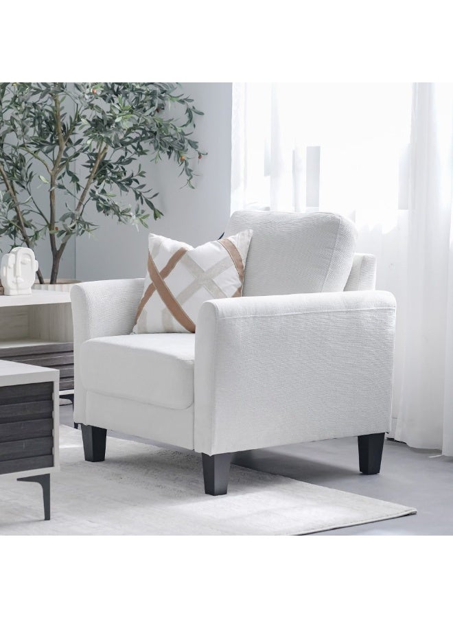 DANUBE HOME Gamorah 1 Seater Fabric Sofa Armchair Modern Design Single Seater Accent Chair Comfortable Living Room Furniture L88Xw85Xh94Cm - Cream - Image 5