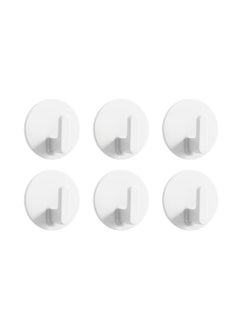 Excefore Adhesive Hooks, 6 Pack White Self Adhesive Shower Wall Hooks, Plastic Hook No Drill Hook Multipurpose Wall Mounted Hook, Heavy Duty Bathroom Hooks for Towel, Hat, Key  - Image 1