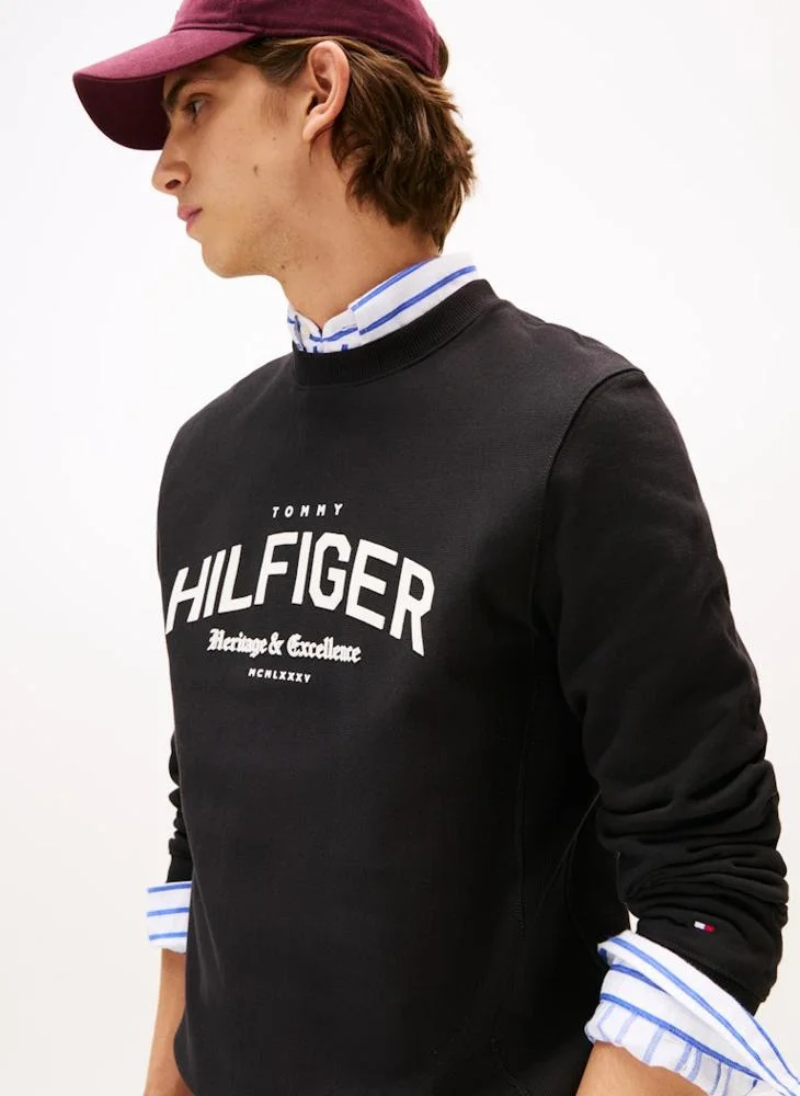TOMMY HILFIGER  Arch Logo Terry Crew Neck Sweatshirt for Men | Best Price UAE