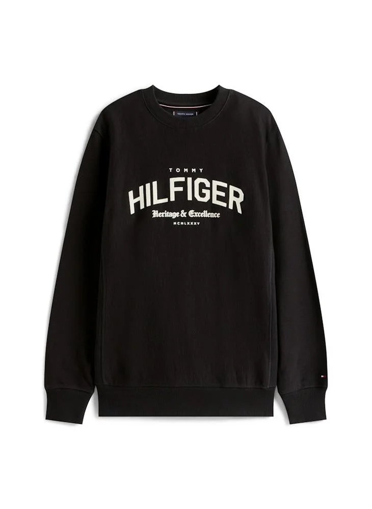 TOMMY HILFIGER  Arch Logo Terry Crew Neck Sweatshirt for Men | Best Price UAE