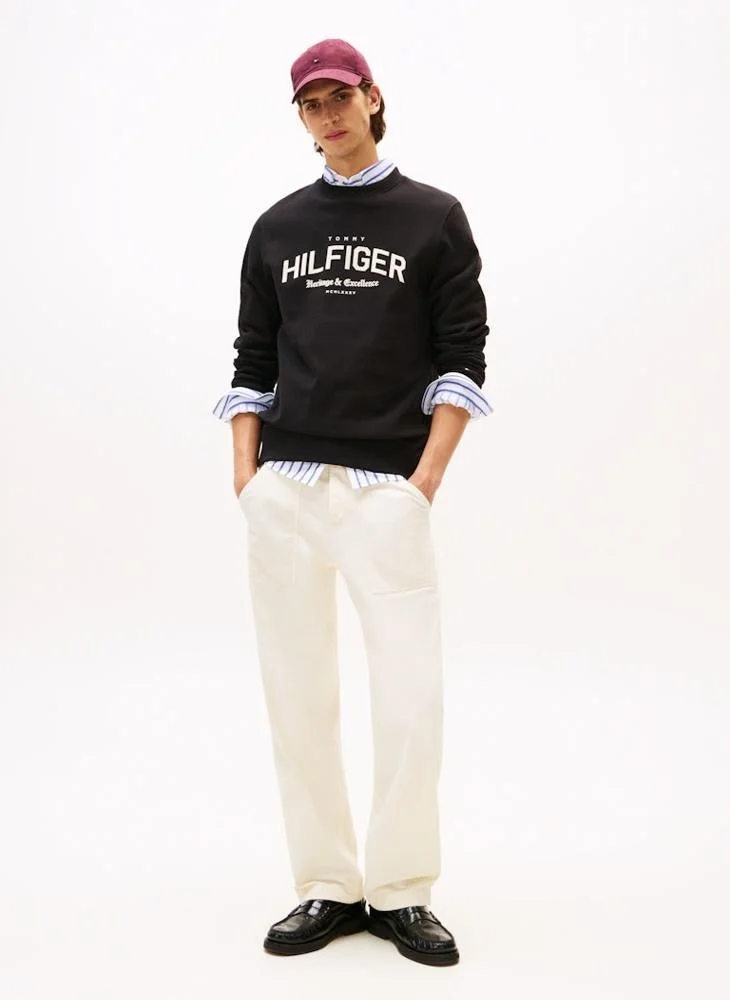 TOMMY HILFIGER  Arch Logo Terry Crew Neck Sweatshirt for Men | Best Price UAE