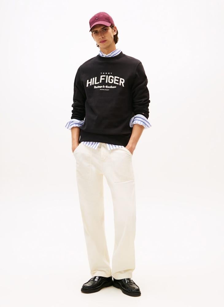 TOMMY HILFIGER Arch Logo Terry Crew Neck Sweatshirt - Image 4