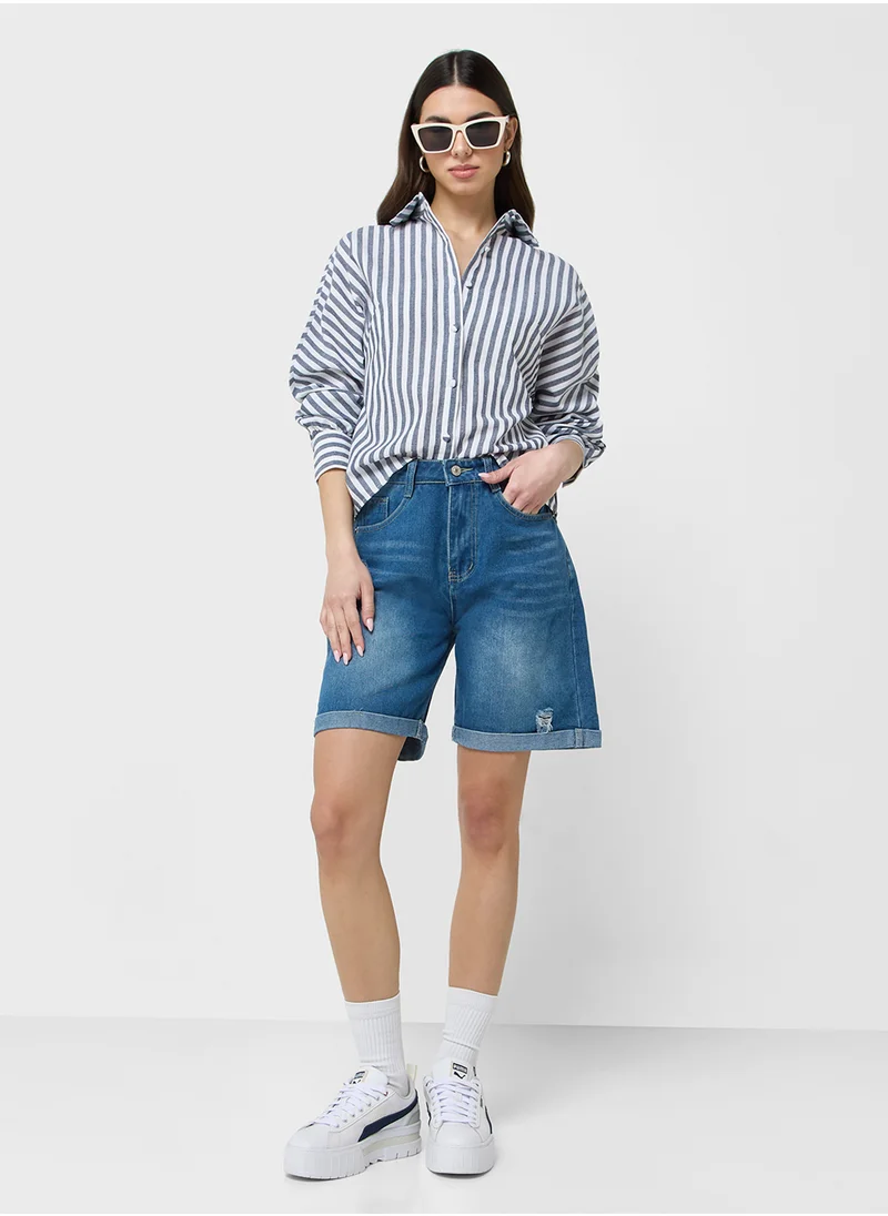 جينجر Stripe Button Down Shirt