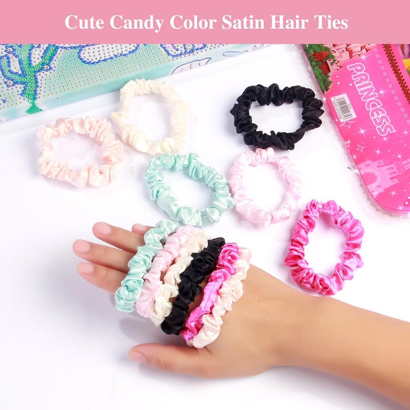Heniho 3pcs Satin Bonnets for Kids Sleeping, Cute Hair Bonnet with Scrunchies for Girls Curly Hair, C - Image 5