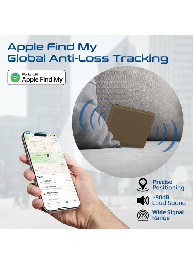 Promate Smart Leather Wallet with RFID Blocking, Apple Find My Tracker, Wireless Charging, Anti-Loss Bluetooth 5.2, SIM & MicroSD Slots, Slim Design, 6-Month Battery - Image 3