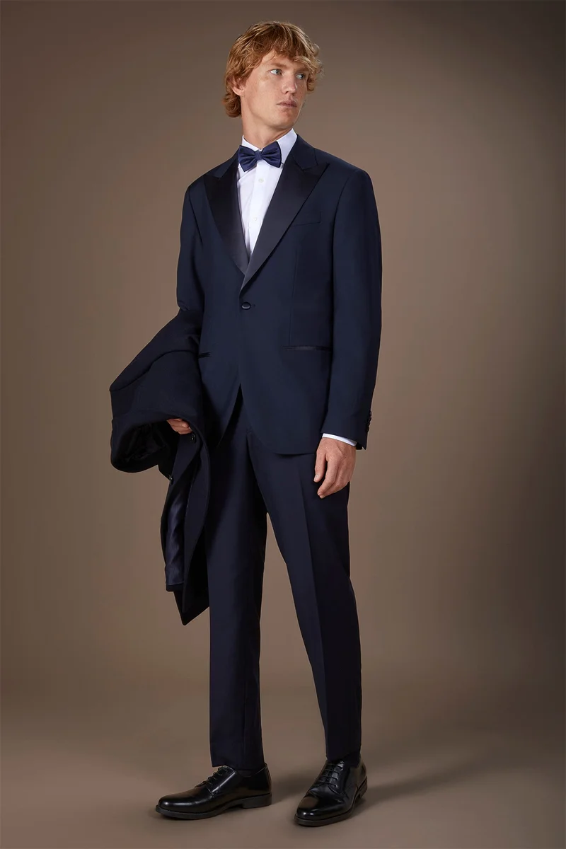 دوبل غانغر Men's single-breasted smoking jacket - DK Blue