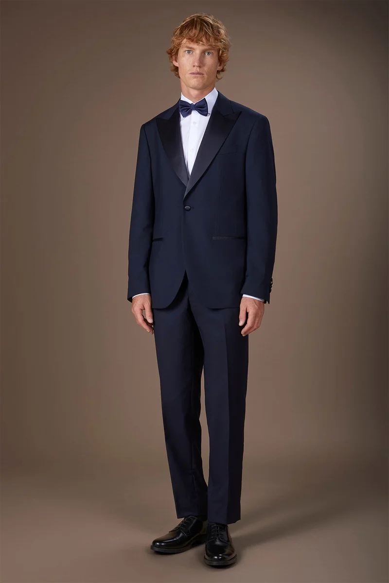 دوبل غانغر Men's single-breasted smoking jacket - DK Blue