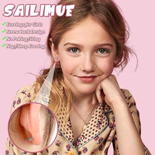 sailimue 24 Pairs Hypoallergenic Earrings For Girls Studs Surgical Stainless Steel Cute Screw Back Stud Earrings For Women Nickel Free Kids Toddler Baby Little Girl Jewelry - Image 4