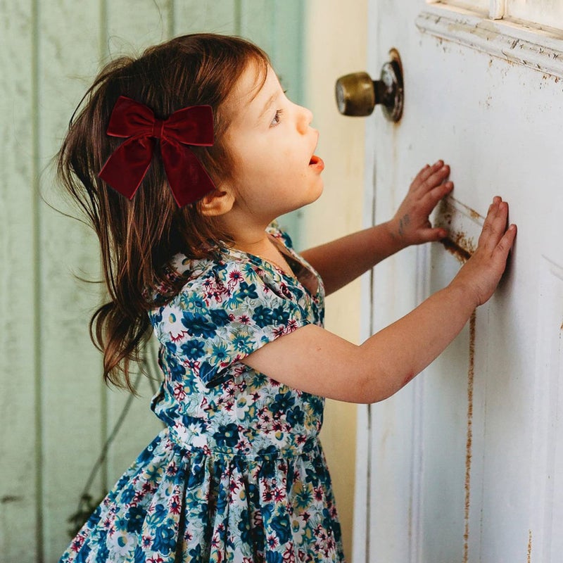 Aileam 2PCS Velvet Hair Bows Red Hair Ribbon Clips 4" Big Fall Alligator Clips Hair Accessories for Women Girls Toddlers Kids Baby - Image 5