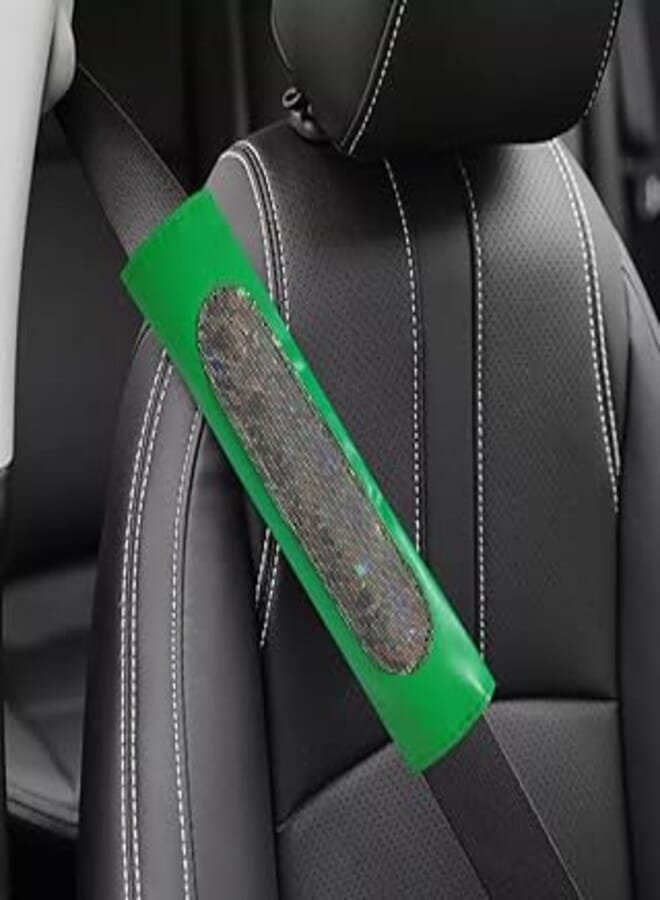 Generic Kaber Egypt 2020 - Leather Padded Fiber Cover Case for Car Seat Belt - 2 Piece - Suitable for All Cars - Green in Light Reflector 