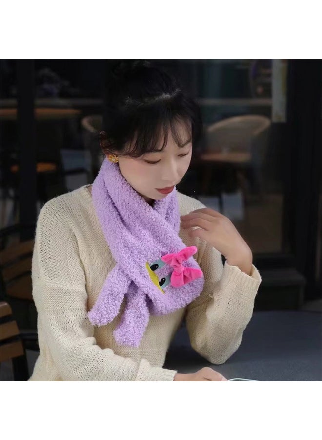 Cute Cartoon Winter Warm Girly Heart Small Scarf Little White Dog Sch Plush Scarf For Adults And Children