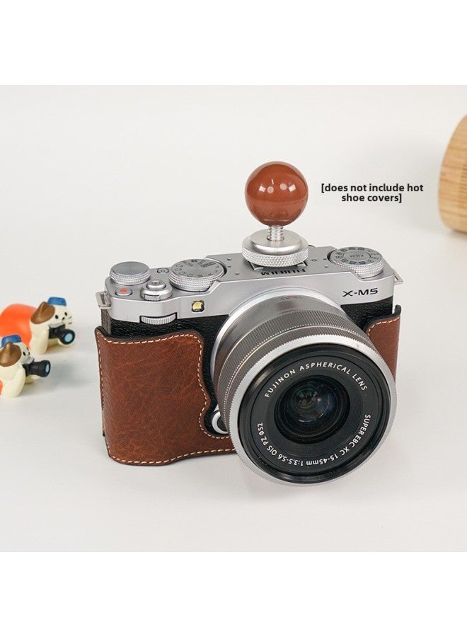 Suitable For Fuji XS20 Protective Case XT30 Second Generation Camera Bag XT5 Base XM5 Leather Case XT20/XS10 Case-Color:D: Xm5 Lychee Pattern Base [brown] (excluding Hot Shoe Cover)  - Image 1