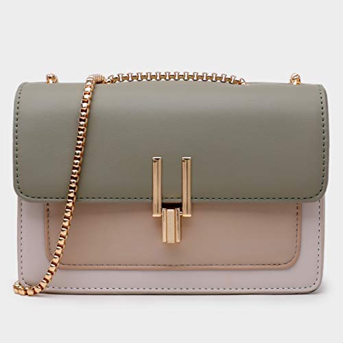 TOP BAND Crossbody Bags for Women Leather Cross Body Purses Cute Color-Block Designer Handbags Shoulder Bag Medium Size Green - Image 2