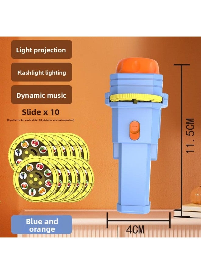 Children's Luminous Flashlight Projector Slide Educational Early Education Toys Baby Creative Starry Sky Music Projection Lamp 