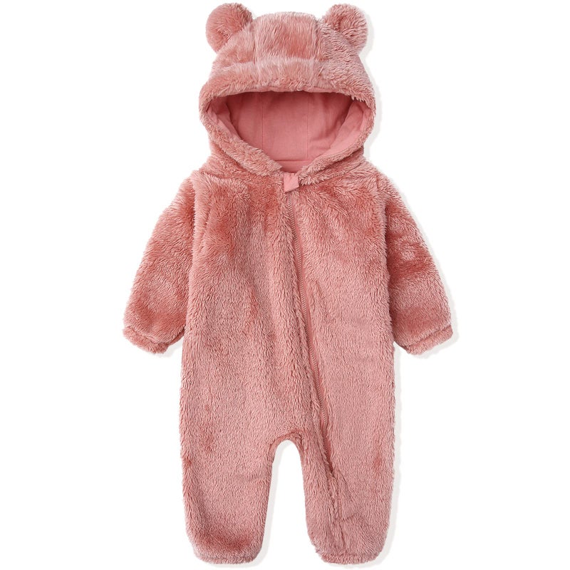 Babymine Unisex Toddler One Piece Romper Suit Snug Cotton Fleece Onesies Blanket Sleepers for Spring Autumn 03 Month Baby Pink