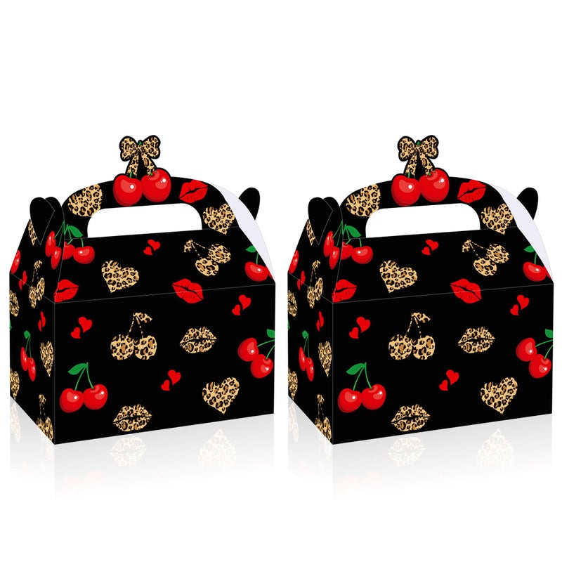umoni Cheetah Cherry Bow Favor Box Leopard Print Birthday Party Supplies Cheetah and Cherry Gift Treat Box 12PCS Leopard Print Cherries Goodie Boxes for Girls Safari Animal Party Bachelorette Decor - Image 1