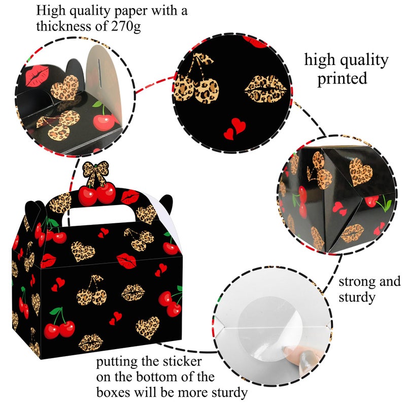 umoni Cheetah Cherry Bow Favor Box Leopard Print Birthday Party Supplies Cheetah and Cherry Gift Treat Box 12PCS Leopard Print Cherries Goodie Boxes for Girls Safari Animal Party Bachelorette Decor - Image 3