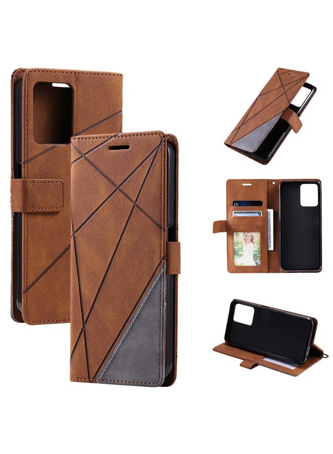 S-TOP Case For Realme C35 Skin Feel Splicing Leather Phone Case - Image 1