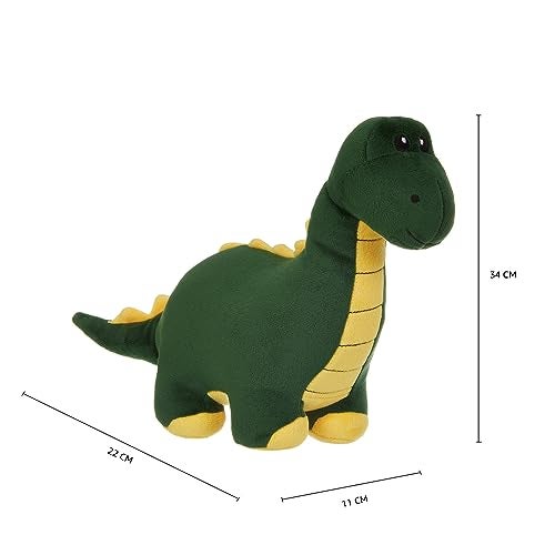 Softdreams Plush Toy for Kids – Cute Cuddly Stuffed Animal, Room Décor - Green & Yellow Dinosaur 34cm - Image 2
