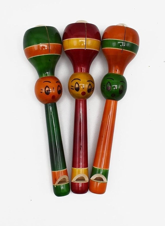 justhandmade Wooden TIK-Tok Whistle Rattle | Traditional Wooden Whistle Toy for Kids | Handmade Indian Wooden Baby Rattle with Sound | Safe & Eco-Friendly Toddler Toy (Orange) - Image 3