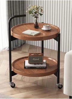 Kutis 1-Piece Coffee Table Removable Sofa Table Bedroom Side Table Brown/Black 40x69 Centimeter  - Image 1