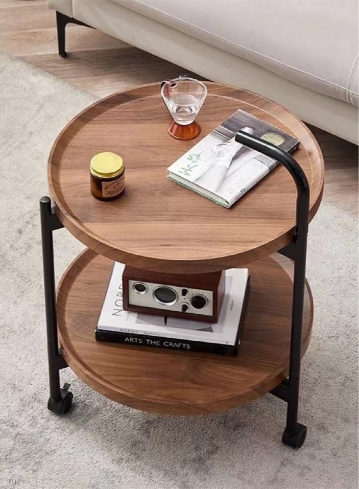 Kutis 1-Piece Coffee Table Removable Sofa Table Bedroom Side Table Brown/Black 40x69 Centimeter - Image 2