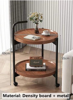 Kutis 1-Piece Coffee Table Removable Sofa Table Bedroom Side Table Brown/Black 40x69 Centimeter  - Image 3