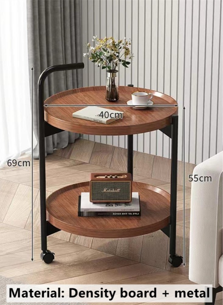 Kutis 1-Piece Coffee Table Removable Sofa Table Bedroom Side Table Brown/Black 40x69 Centimeter - Image 3