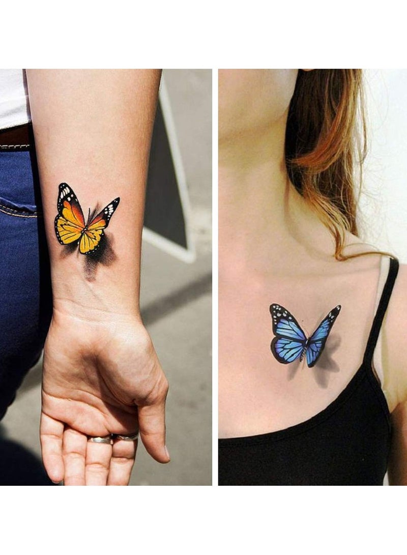 قوس قزح أورينبو 12 ورقة وشم فراشة للأطفال والنساء 110 قطعة وشم فن الجسم الملون وشم مؤقت على شكل فراشة هدايا الحفلات - Image 4