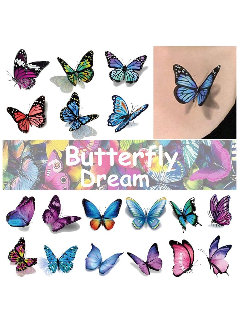 قوس قزح أورينبو 12 ورقة وشم فراشة للأطفال والنساء 110 قطعة وشم فن الجسم الملون وشم مؤقت على شكل فراشة هدايا الحفلات - Image 1