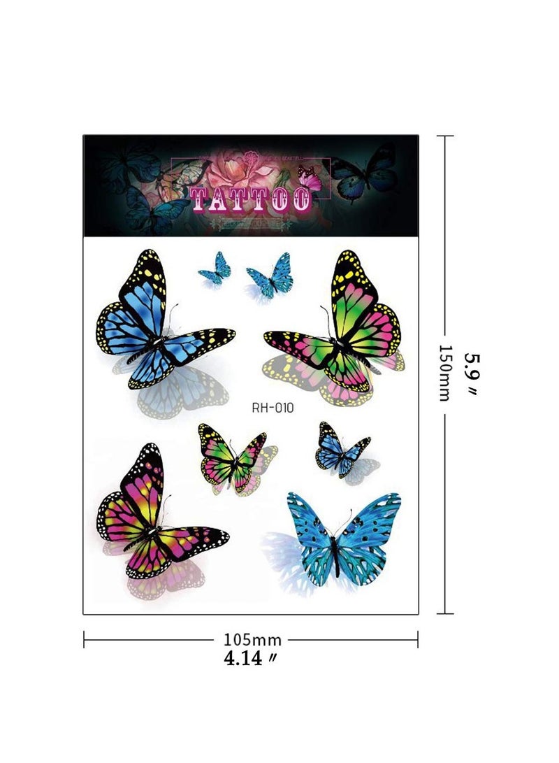 قوس قزح أورينبو 12 ورقة وشم فراشة للأطفال والنساء 110 قطعة وشم فن الجسم الملون وشم مؤقت على شكل فراشة هدايا الحفلات - Image 5