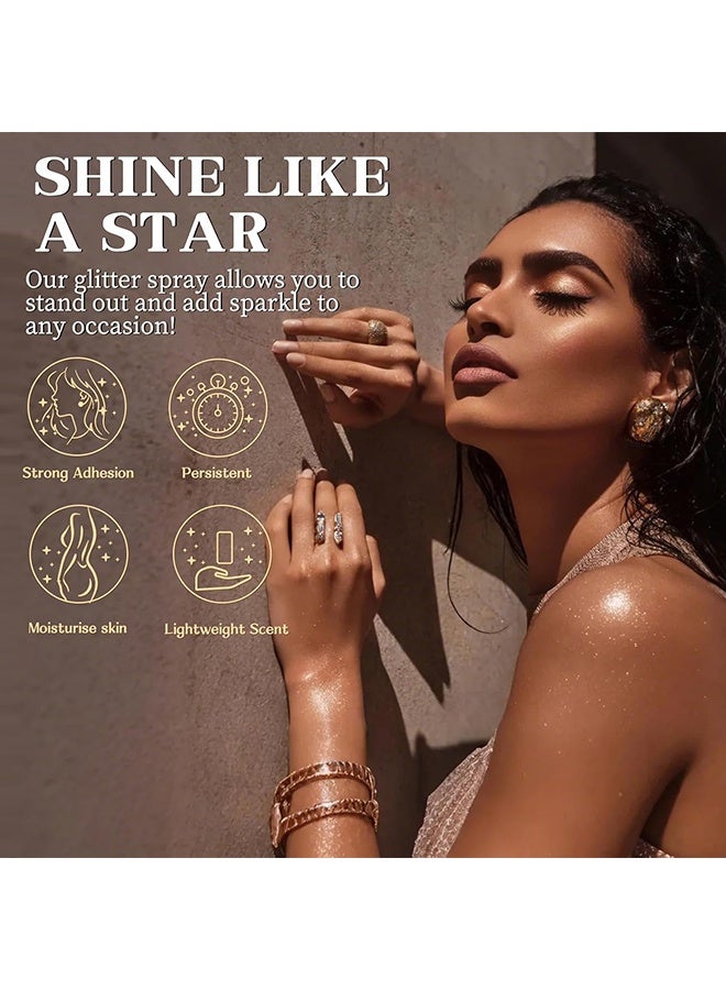 MOLIAN بخاخ عطر متلألئ، بخاخ جليتر للجسم - للوجه والشعر والجسم، مرطب مضيء وموقد للضوء، بخاخ جليتر متلألئ سريع الجفاف، هايلايتر مكياج سائل (#01) - Image 4