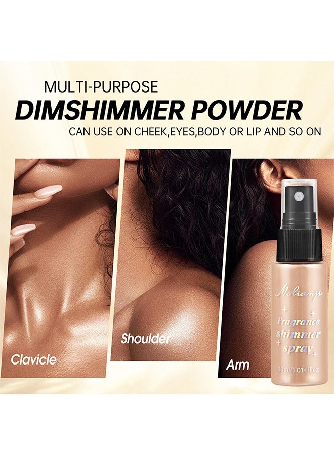 MOLIAN بخاخ عطر متلألئ، بخاخ جليتر للجسم - للوجه والشعر والجسم، مرطب مضيء وموقد للضوء، بخاخ جليتر متلألئ سريع الجفاف، هايلايتر مكياج سائل (#01) - Image 5