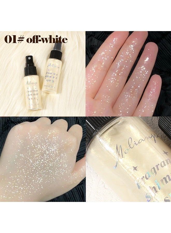 MOLIAN بخاخ عطر متلألئ، بخاخ جليتر للجسم - للوجه والشعر والجسم، مرطب مضيء وموقد للضوء، بخاخ جليتر متلألئ سريع الجفاف، هايلايتر مكياج سائل (#01) - Image 2