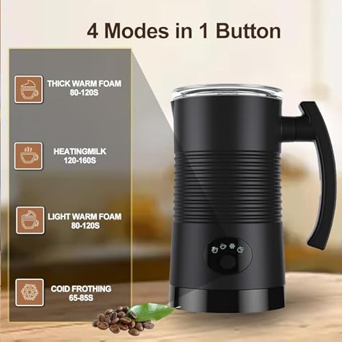 كاست ويف مكب القهوة الكهربائي 4In1 أوتوماتيكي لفرن القهوة 350 مل وصانع رغوة الحليب البارد الساخن 400 واط إيقاف تلقائي للقهوة لاتيه كابتشينو تسخين الحليب بصمت - Image 4