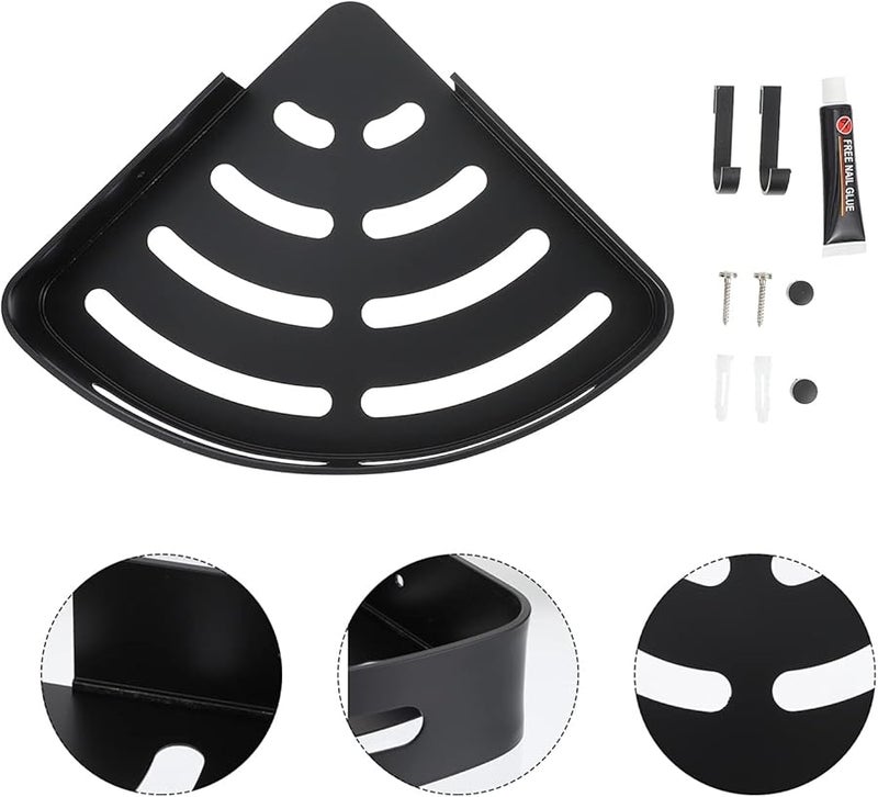 Wall Mounted Triangle Rack With Hooks 29 5X22X5CM Aluminum For Kitchen Bathroom Storage - Image 4