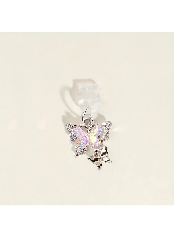 Golden Cartoon Diamond Butterfly Dust Plug for Type C Phone Charging Port - Image 1