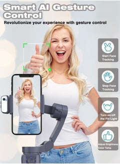 XQOOPS Gimbal Stabilizer for Smartphones, XQOOPS 3-Axis Auto Balance Handheld Phone Gimbal with Magnetic AI Active Tracking and Fill Light, Foldable Phone Stabilizer for Video Recording for iPhone& Android  - Image 3