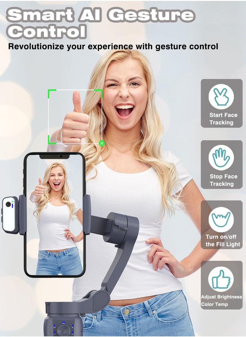 اكس كوبس مثبت Gimbal للهواتف الذكية، مثبت Gimbal ثلاثي المحاور من XQOOPS مع تتبع مغناطيسي نشط بالذكاء الاصطناعي وإضاءة تعبئة، مثبت هاتف قابل للطي لتسجيل الفيديو لأجهزة iPhone وAndroid  - Image 3