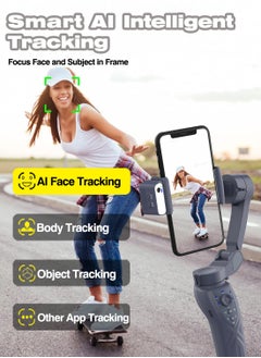 XQOOPS Gimbal Stabilizer for Smartphones, XQOOPS 3-Axis Auto Balance Handheld Phone Gimbal with Magnetic AI Active Tracking and Fill Light, Foldable Phone Stabilizer for Video Recording for iPhone& Android  - Image 4