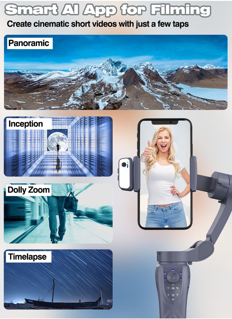 XQOOPS - Gimbal Stabilizer for Smartphones, XQOOPS 3-Axis Auto Balance Handheld Phone Gimbal with Magnetic AI Active Tracking and Fill Light, Foldable Phone Stabilizer for Video Recording for iPhone& Android - Image 1